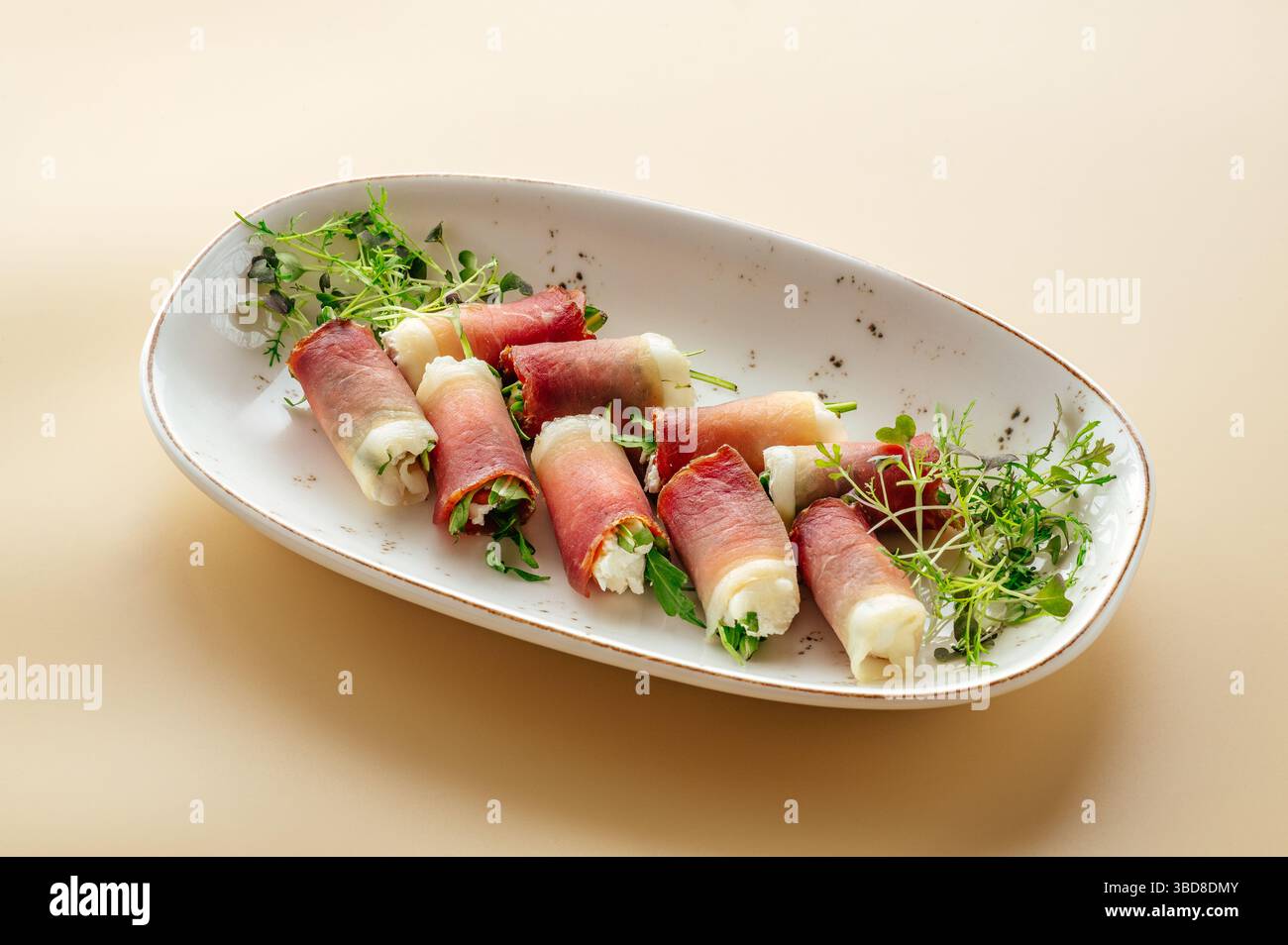 panini ripieni in pancetta con erbe aromatiche Foto Stock