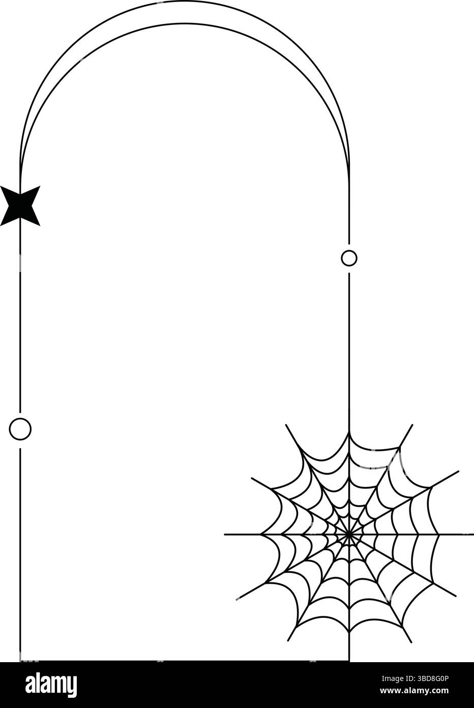 illustrazione della cornice halloween con linee geometriche in stile minimalista su sfondo bianco. Illustrazione Vettoriale