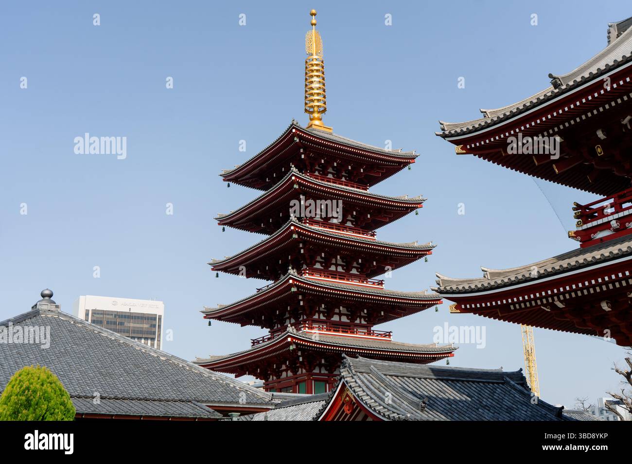 Pagoda a cinque piani del famoso tempio buddista Sensoji, Asakusa, Tokyo, Giappone Foto Stock