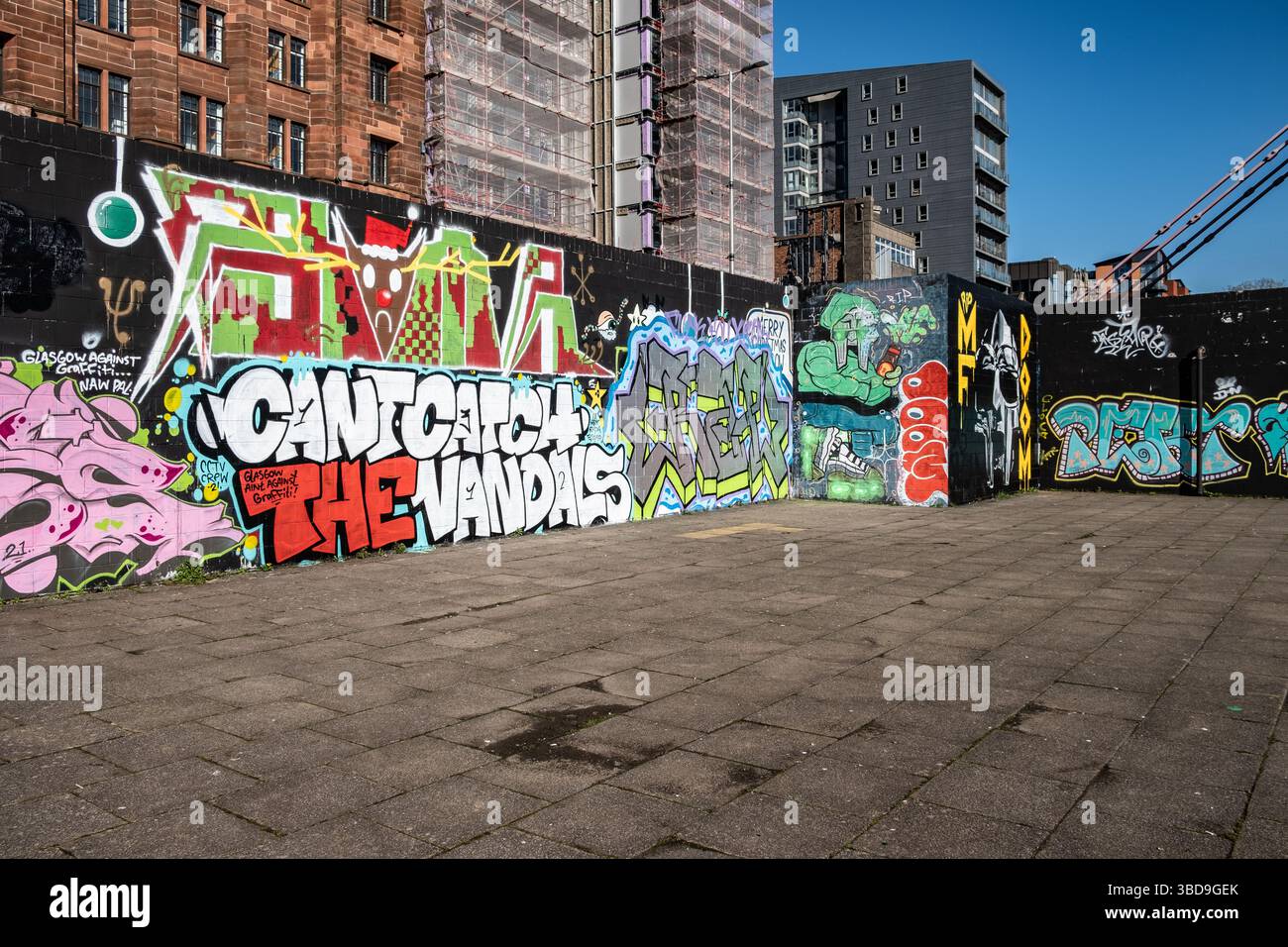 Graffiti sul Clyde Walkway Foto Stock