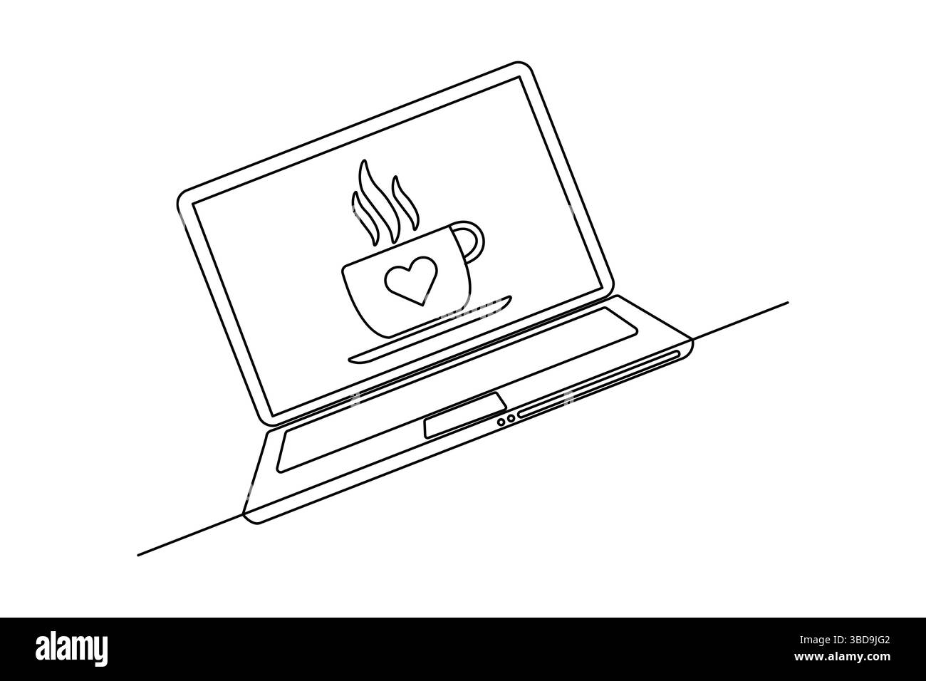Tazza da caffè disegno a linea singola continuo con design vettoriale del contorno del caffè per la colazione Illustrazione Vettoriale