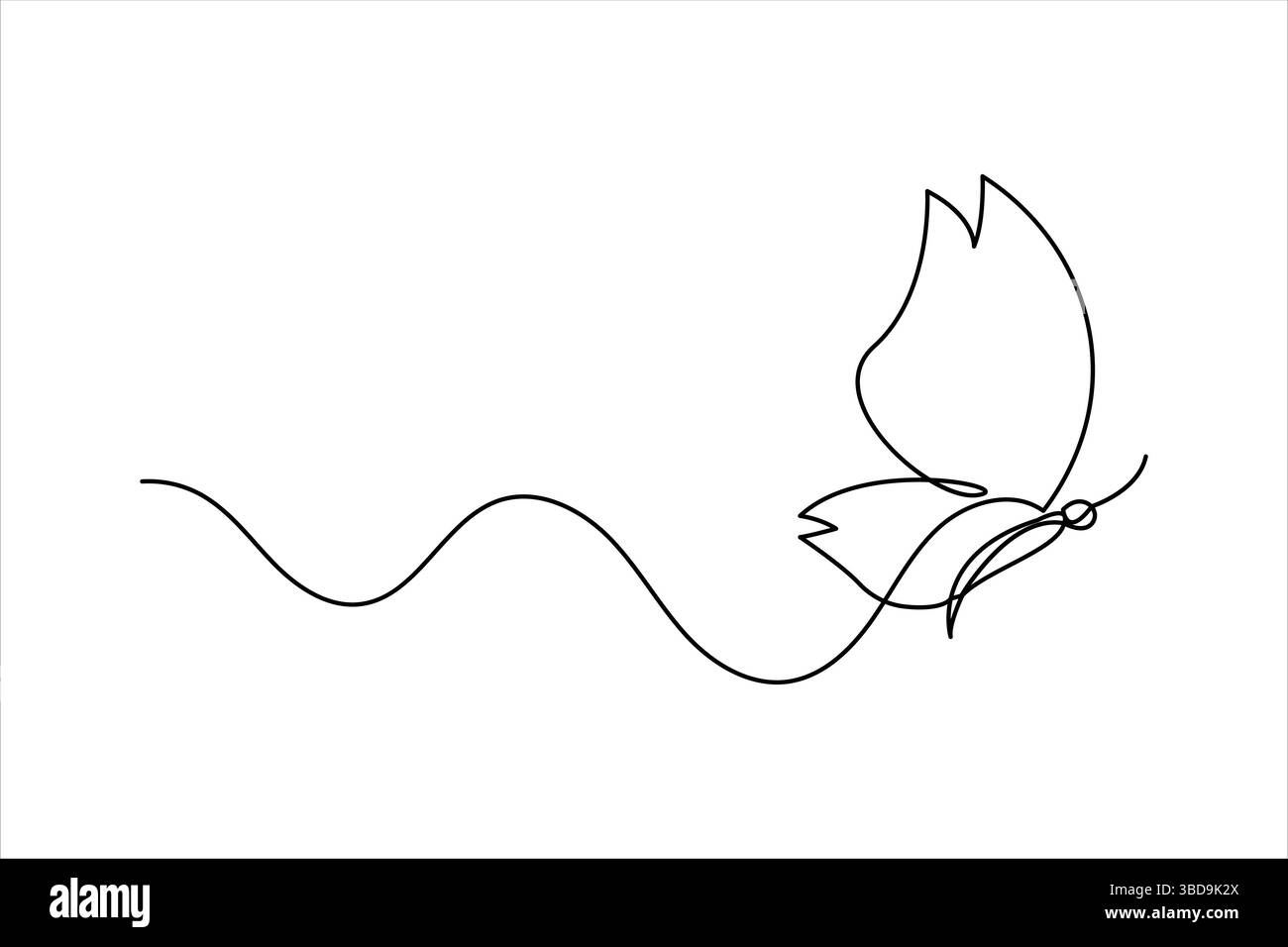 Icona a farfalla continua con una linea che disegna uno stile minimalista Illustrazione Vettoriale