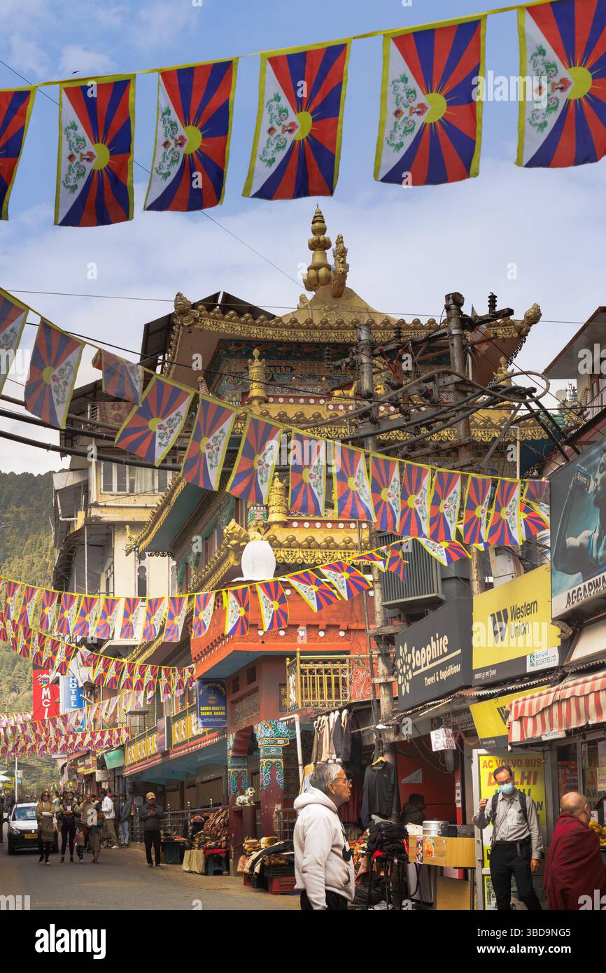 Striscione che celebra la giornata nazionale della rivolta tibetana il 10 marzo 2025 Foto Stock