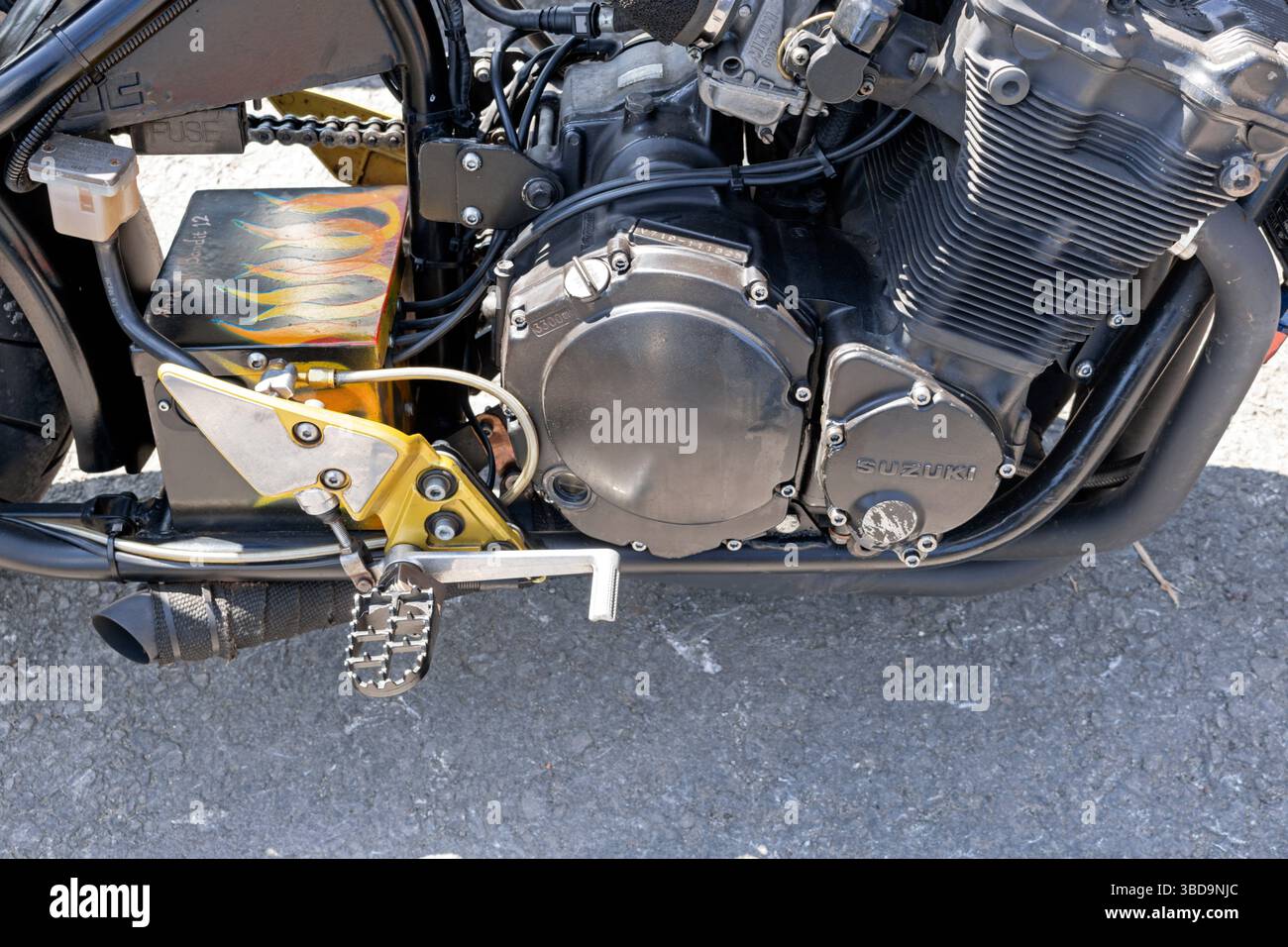 Moto Suzuki. The Gasket, Appley Bridge. Foto Stock