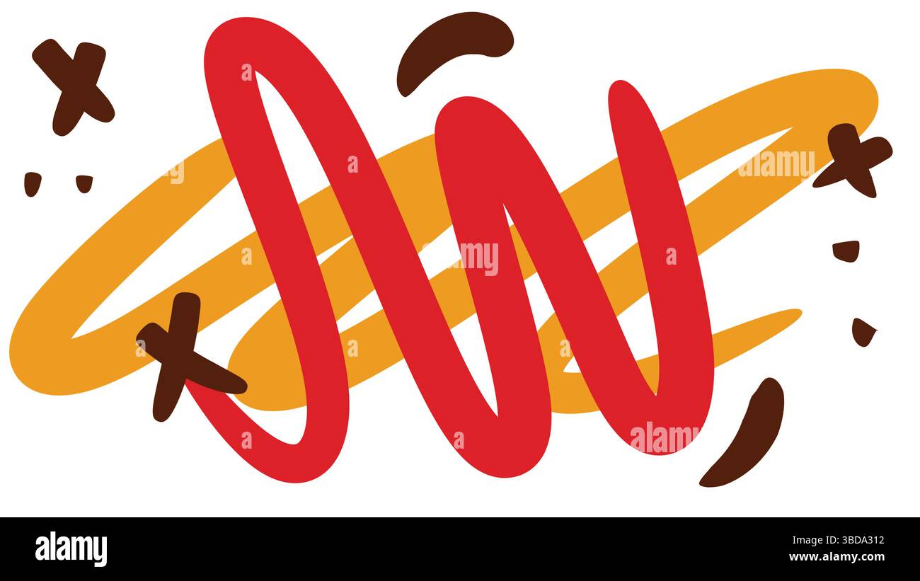 Red Organic Strokes su Brown scuro Illustrazione Vettoriale