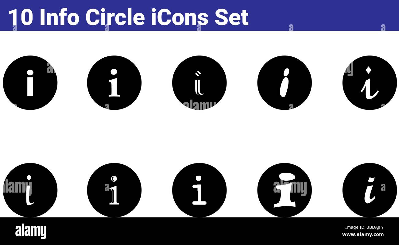 Set di 10 icone cerchio informazioni - illustrazione vettore Illustrazione Vettoriale