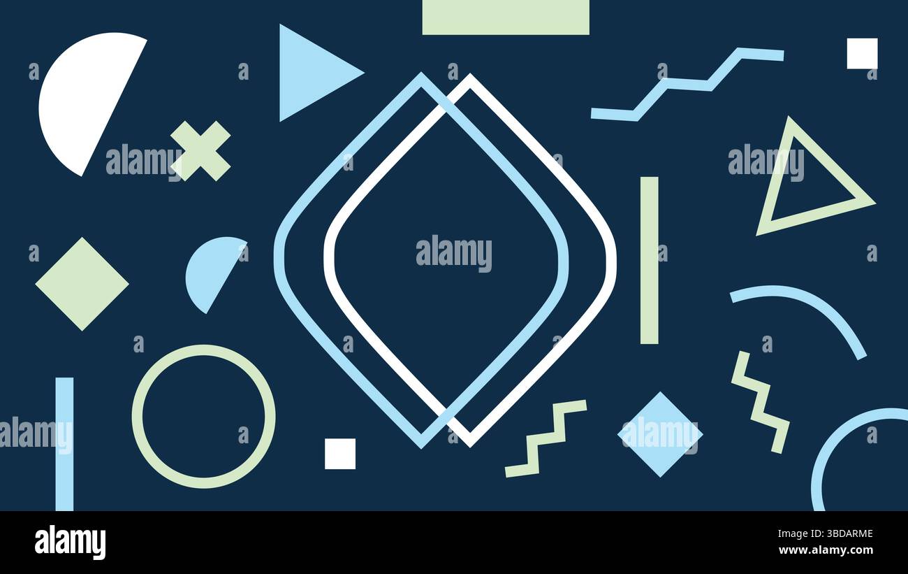 Elementi astratti dinamici su sfondo blu scuro Illustrazione Vettoriale