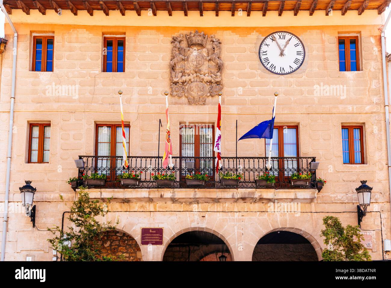L'edificio del Municipio, costruito nel XVIII secolo. Pancorbo, Burgos, Castilla y Leon, Spagna, Europa Foto Stock