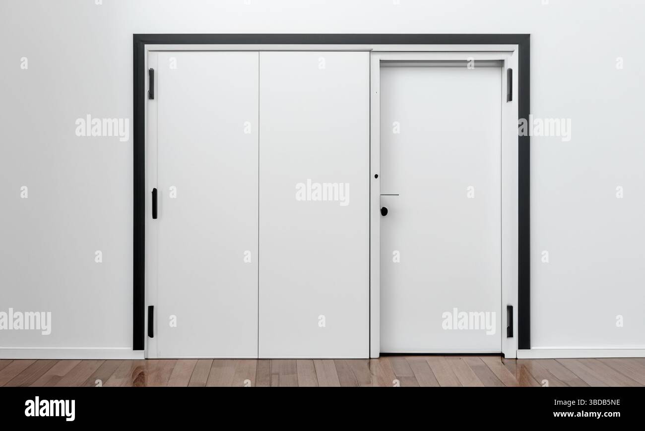 bianco, moderno, arredamento minimalista, tradizionale, classico, artigianato, legno, consistenza, materiale sintetico, nuovo, cerniere, urban, room, cabin, perfect, muro, beau Foto Stock