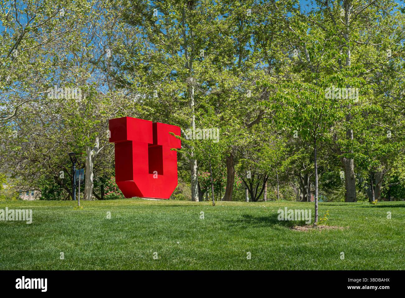Il logo "U" dell'Università dello Utah nel campus Foto Stock