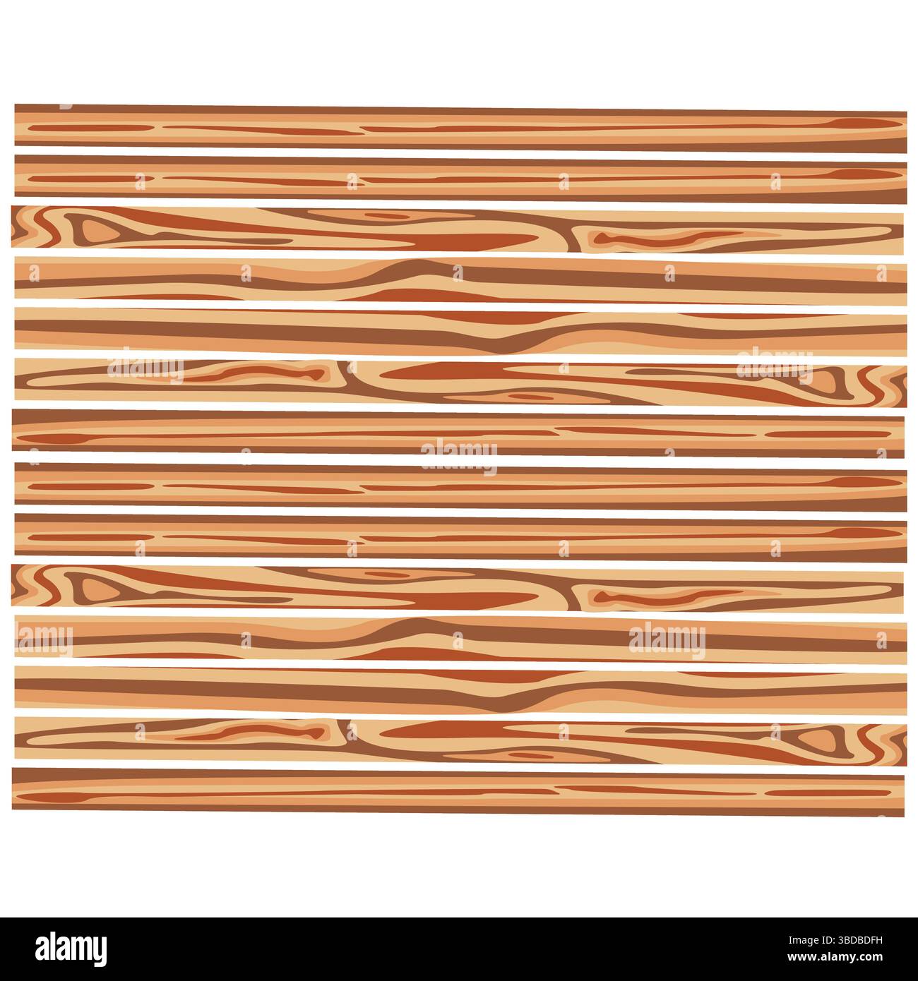 Tavole di legno sullo sfondo. Struttura in legno. Illustrazione vettoriale isolata su sfondo bianco. Illustrazione Vettoriale
