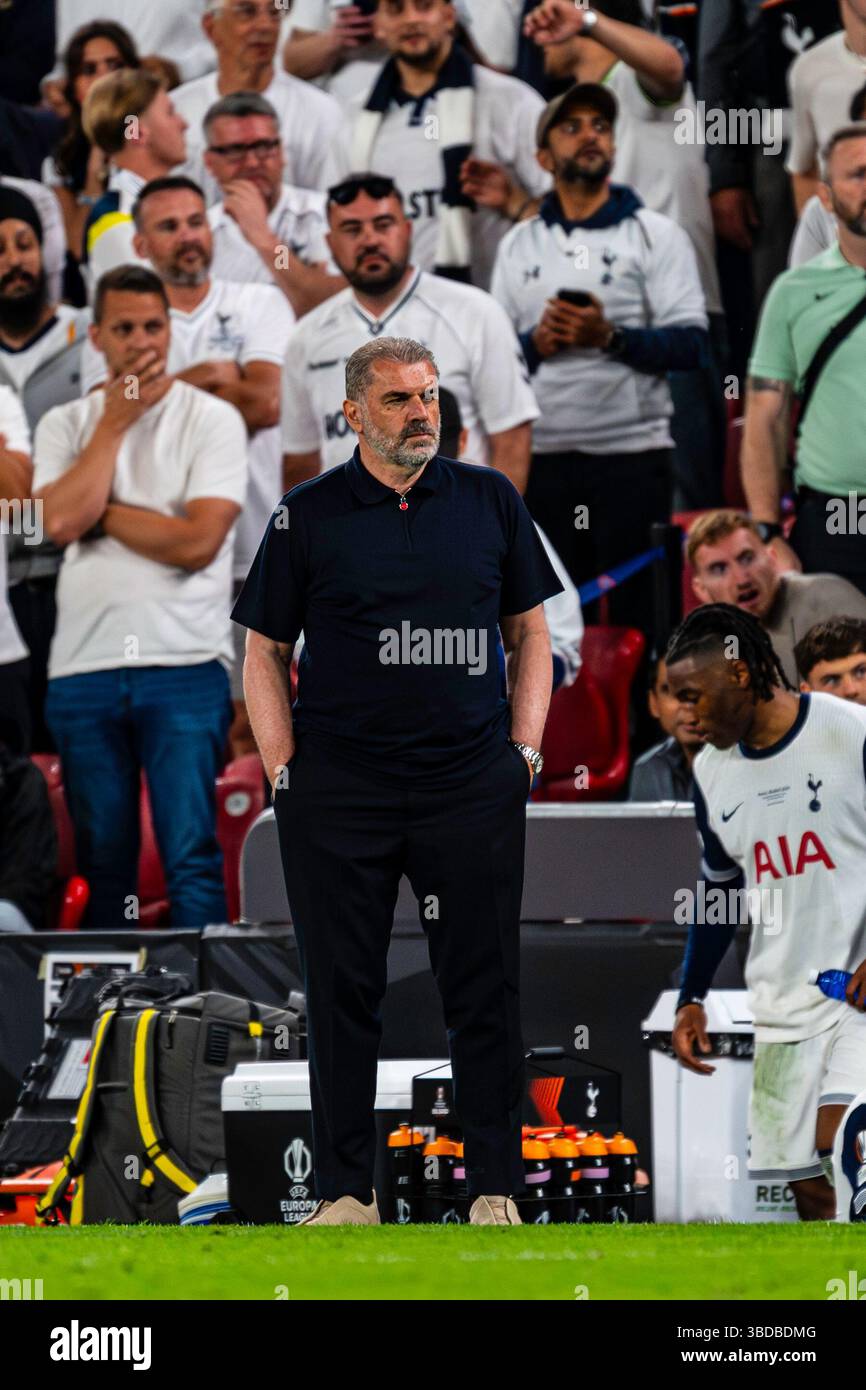 Bilbau, Bilbau, Spagna. 21 maggio 2025. Ange Postecoglou allenatore del Tottenham durante la finale di Europa League tra Tottenham e Manchester United, al San Mames Stadium, 21 maggio 2025 crediti: Nuno Reisinho/ZUMA Press Wire/ZUMA Wire/Alamy Live News Foto Stock