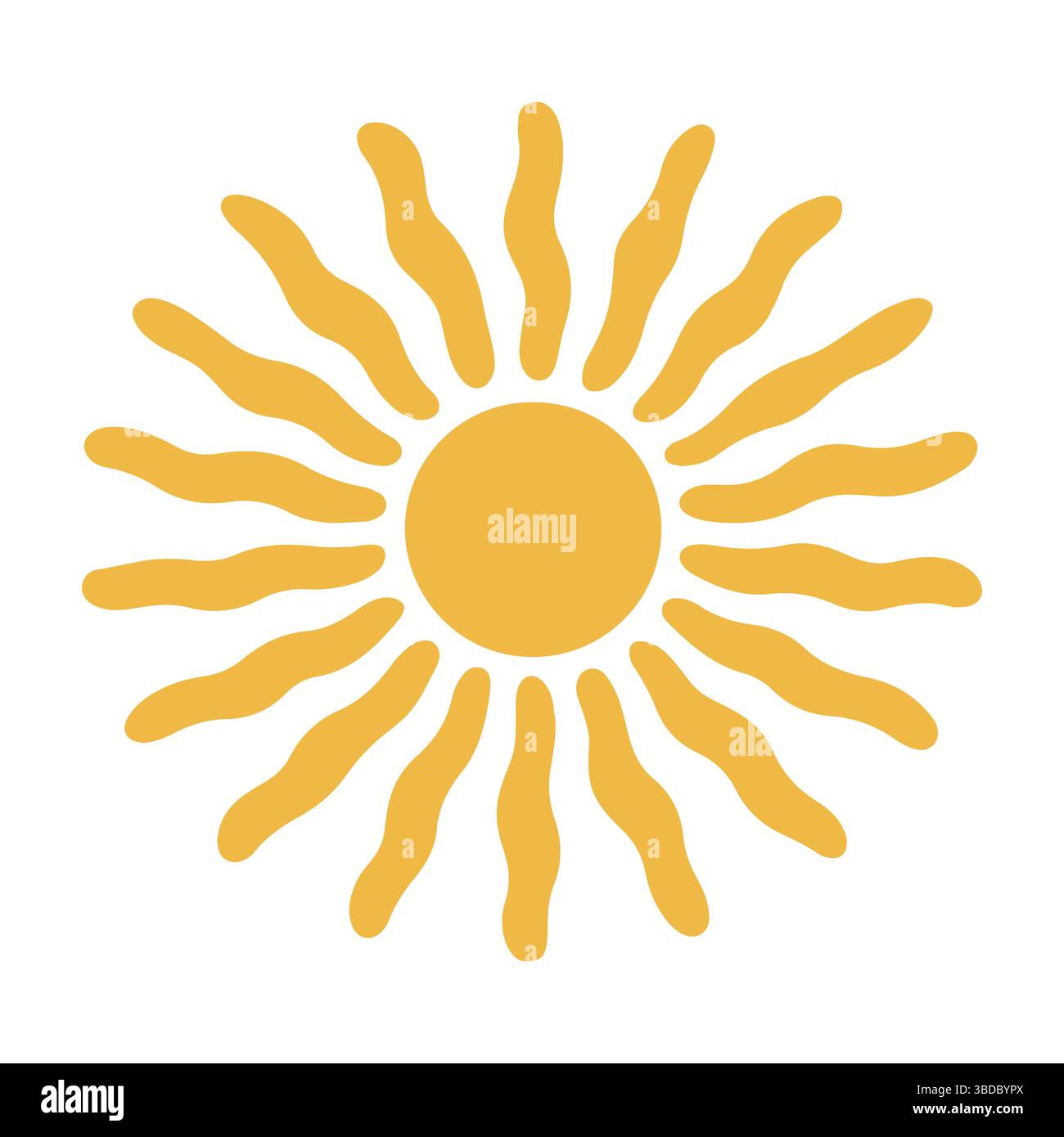 Icona del sole astratta boho, stile vettoriale piatto su bianco Illustrazione Vettoriale