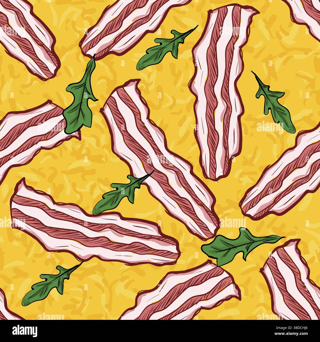 Pizza senza cuciture con formaggio e pancetta. ripetizione Foto Stock