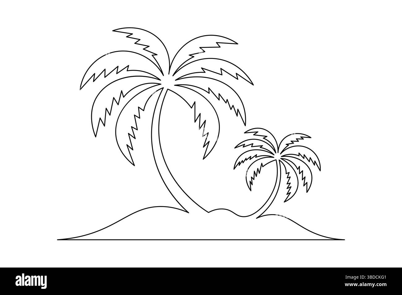 Illustrazione artistica delle linee di Palm Tree Island. Vettore Illustrazione Vettoriale