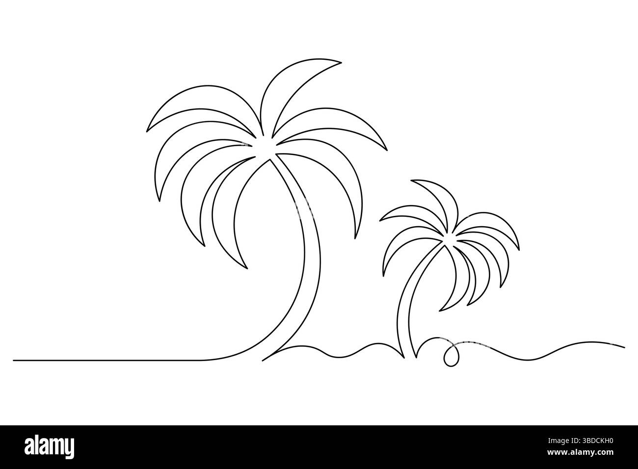 Illustrazione artistica delle linee di Palm Tree Island. Vettore Illustrazione Vettoriale