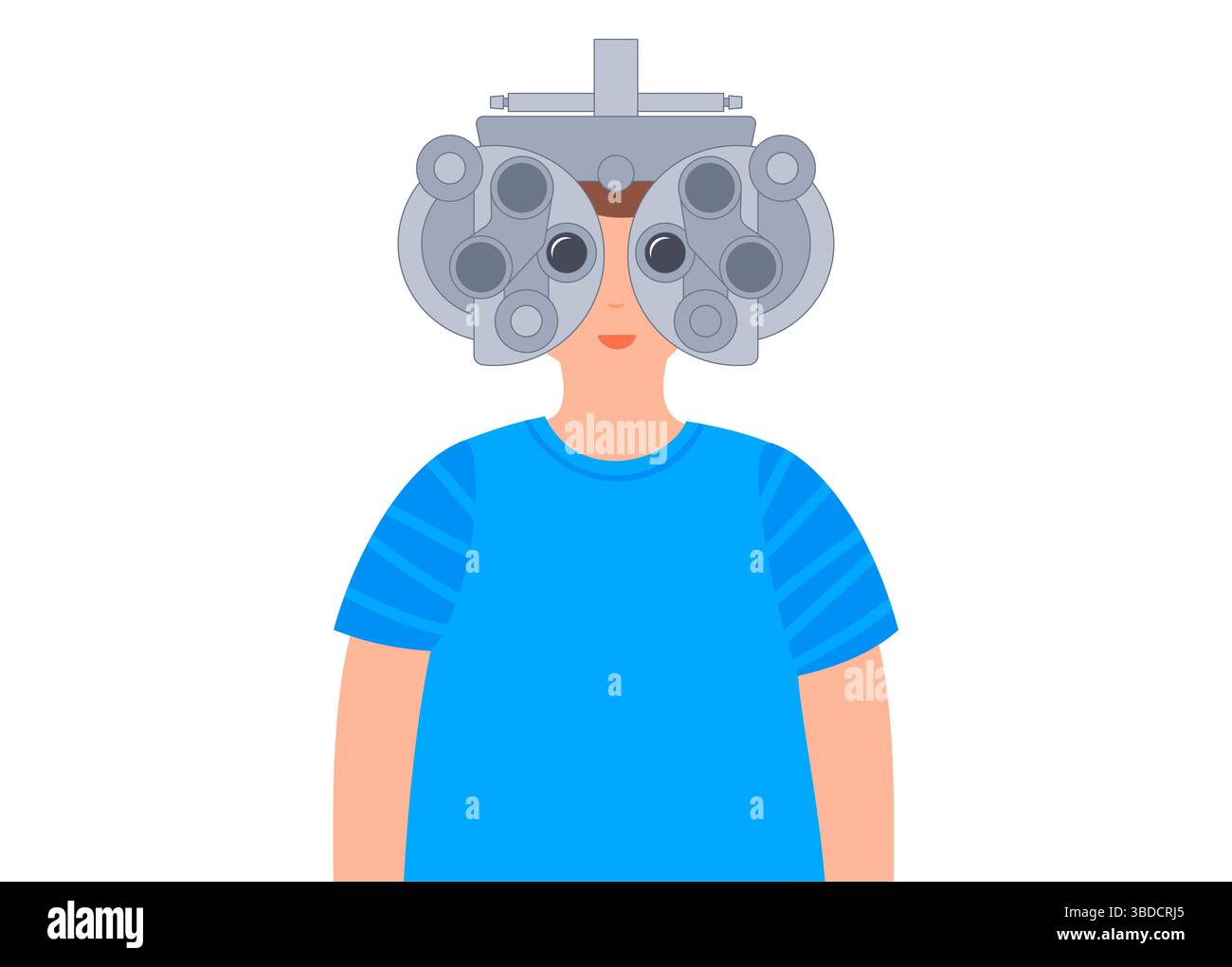 Immagine di un phoropter. Si tratta di un dispositivo di test oftalmico utilizzato negli esami oculari per determinare la migliore prescrizione di lenti per un individuo. Foto Stock