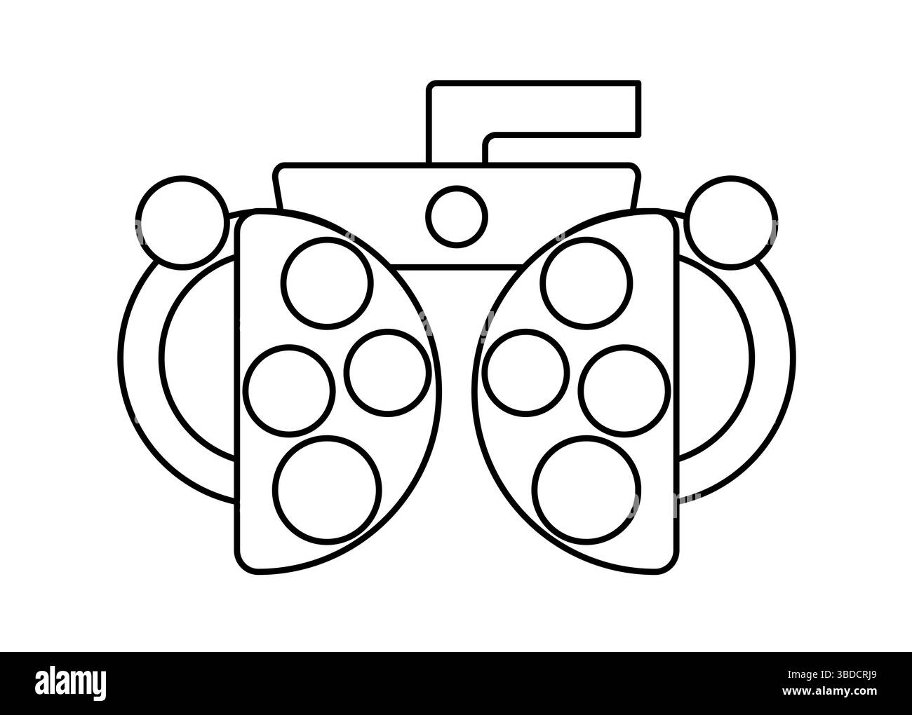 Immagine di un phoropter. Si tratta di un dispositivo di test oftalmico utilizzato negli esami oculari per determinare la migliore prescrizione di lenti per un individuo. Foto Stock
