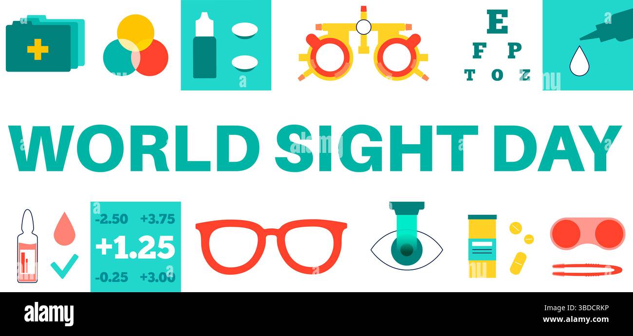 Illustrazione della giornata mondiale della vista. Si tratta di un evento globale volto a richiamare l'attenzione sulla cecità e sulla compromissione della vista. Si svolge annualmente il secondo giovedì di ottobre. Foto Stock