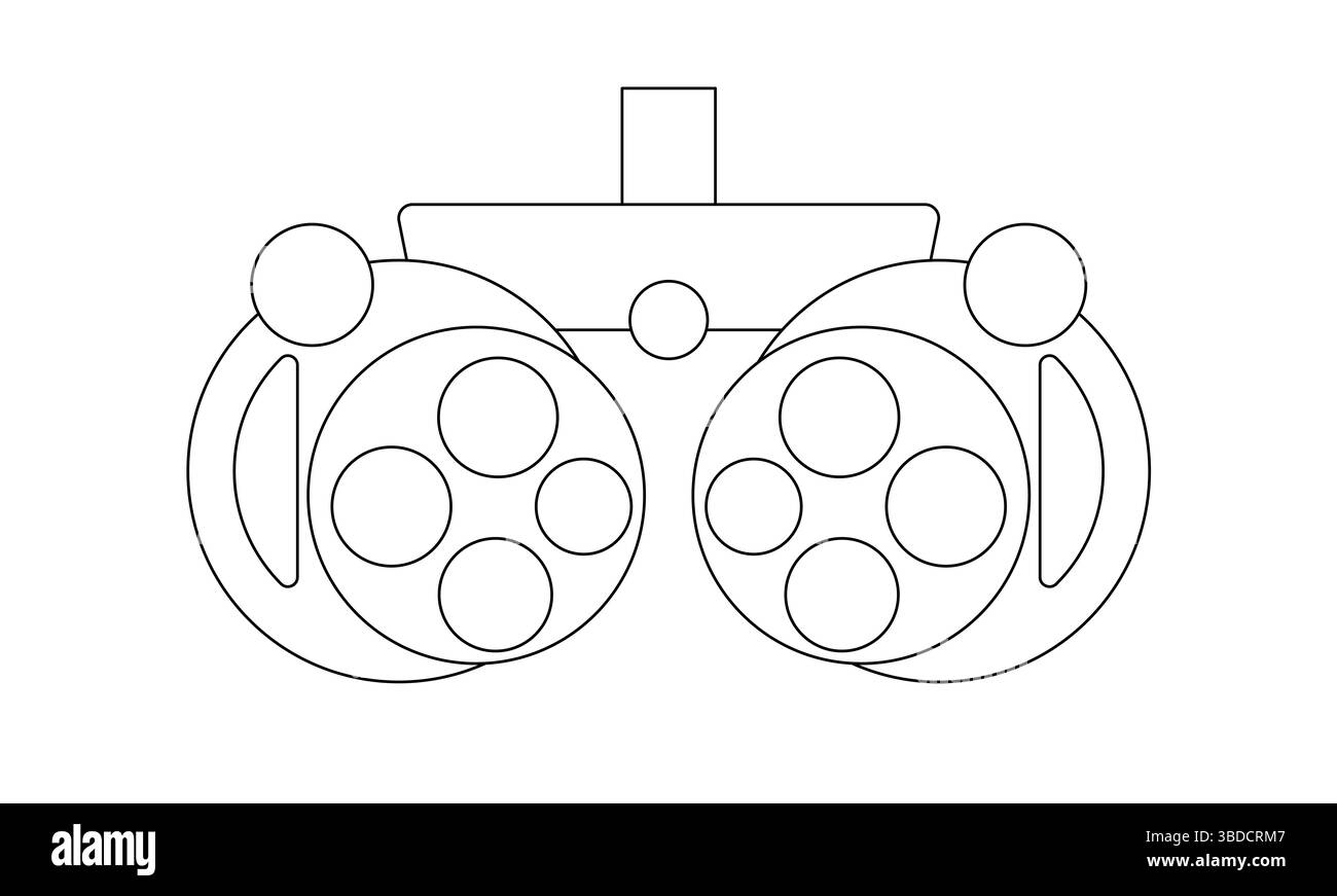Immagine di un phoropter. Si tratta di un dispositivo di test oftalmico utilizzato negli esami oculari per determinare la migliore prescrizione di lenti per un individuo. Foto Stock