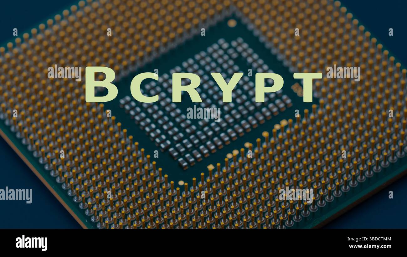 BCRYPT. Funzione di derivazione chiave utilizzata per l'hashing sicuro delle password e delle chiavi derivate da una password. Foto Stock