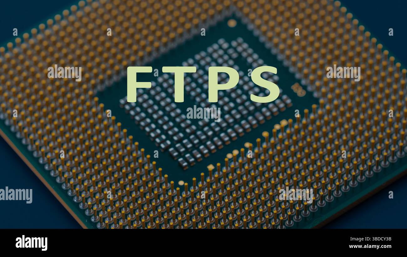 File Transfer Protocol Secure (FTPS). FTPS è un'estensione di FTP che utilizza SSL-TLS per crittografare i trasferimenti di file. Foto Stock