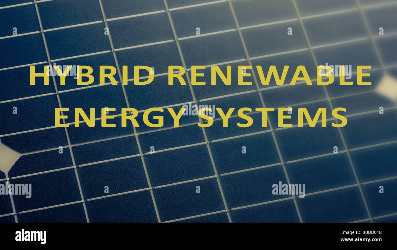 Sistemi ibridi di energia rinnovabile. Combina più tecnologie rinnovabili (ad esempio, solare ed eolico) per un approvvigionamento energetico più affidabile. Foto Stock