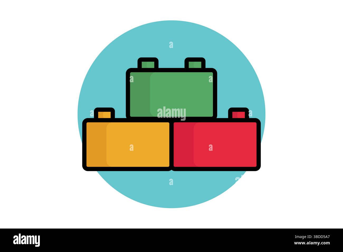 Icona del blocco di costruzione. stile icona contorno colorato. icona relativa alla base del marchio. illustrazione vettoriale degli elementi aziendali Illustrazione Vettoriale