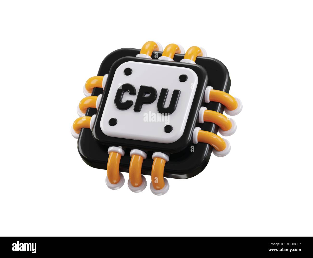 Icona del processore della CPU concetto di rendering 3d del processore del computer, illustrazione vettoriale dell'icona della tecnologia del microprocessore Illustrazione Vettoriale