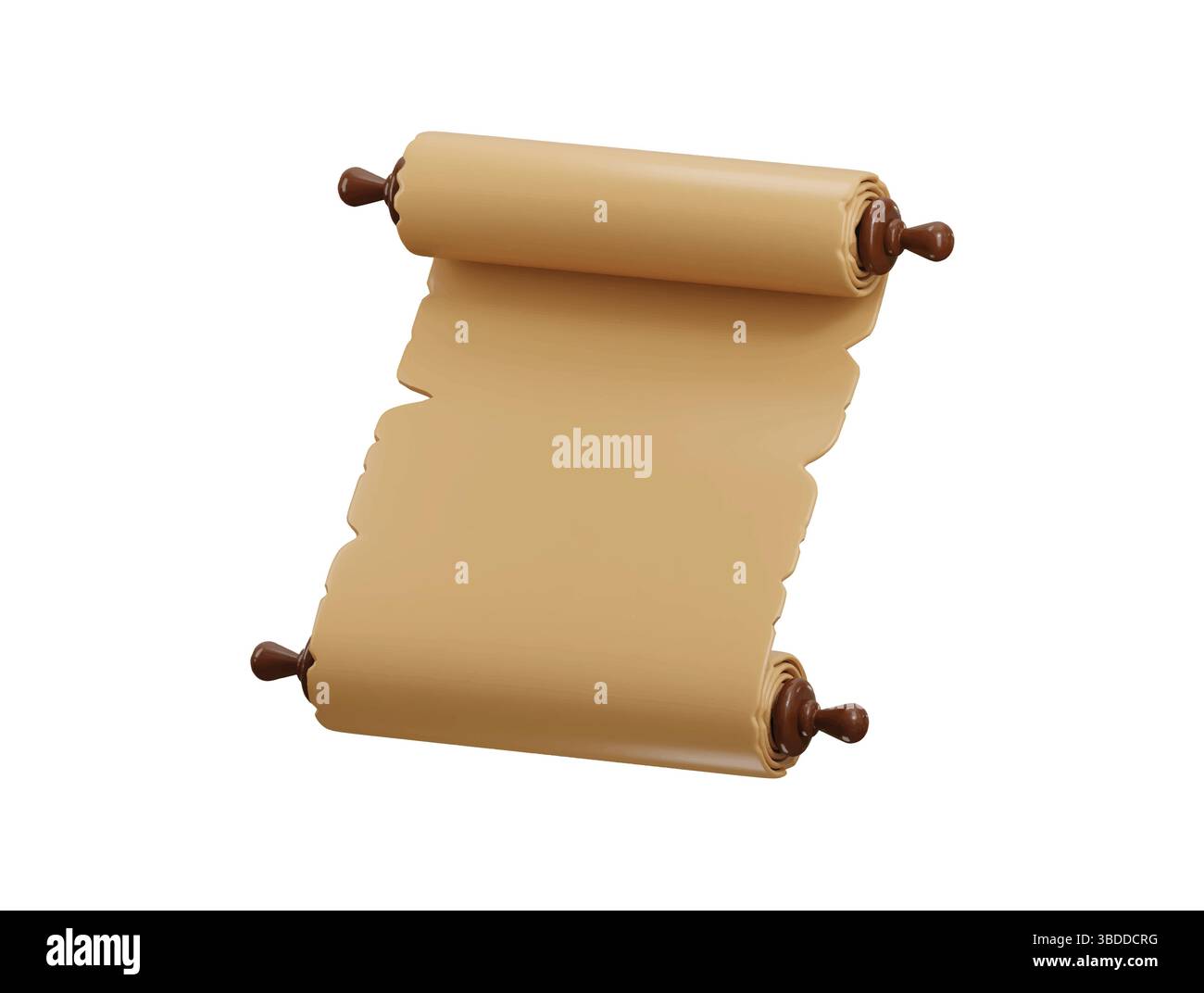 Vecchia icona della carta a scorrimento concetto di rendering 3d della pagina vuota con cornice antica, vecchia illustrazione vettoriale della carta della mappa Illustrazione Vettoriale