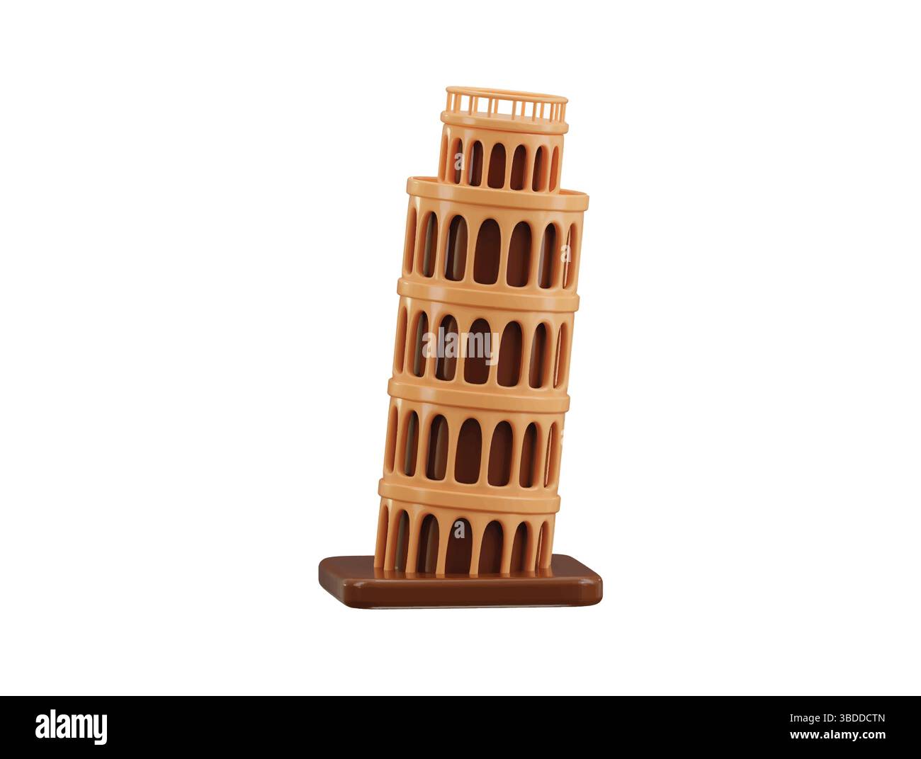 La torre pendente di Pisa in 3d rende il concetto di architettura storica europea torre di Pisa simbolo vettoriale globale Illustrazione Vettoriale