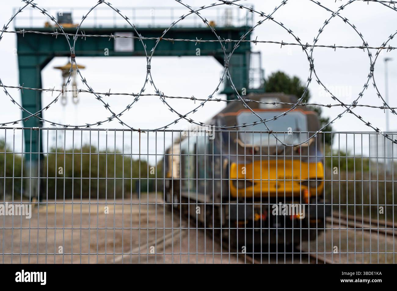 Treno diretto per le scorie nucleari Leiston Suffolk Foto Stock