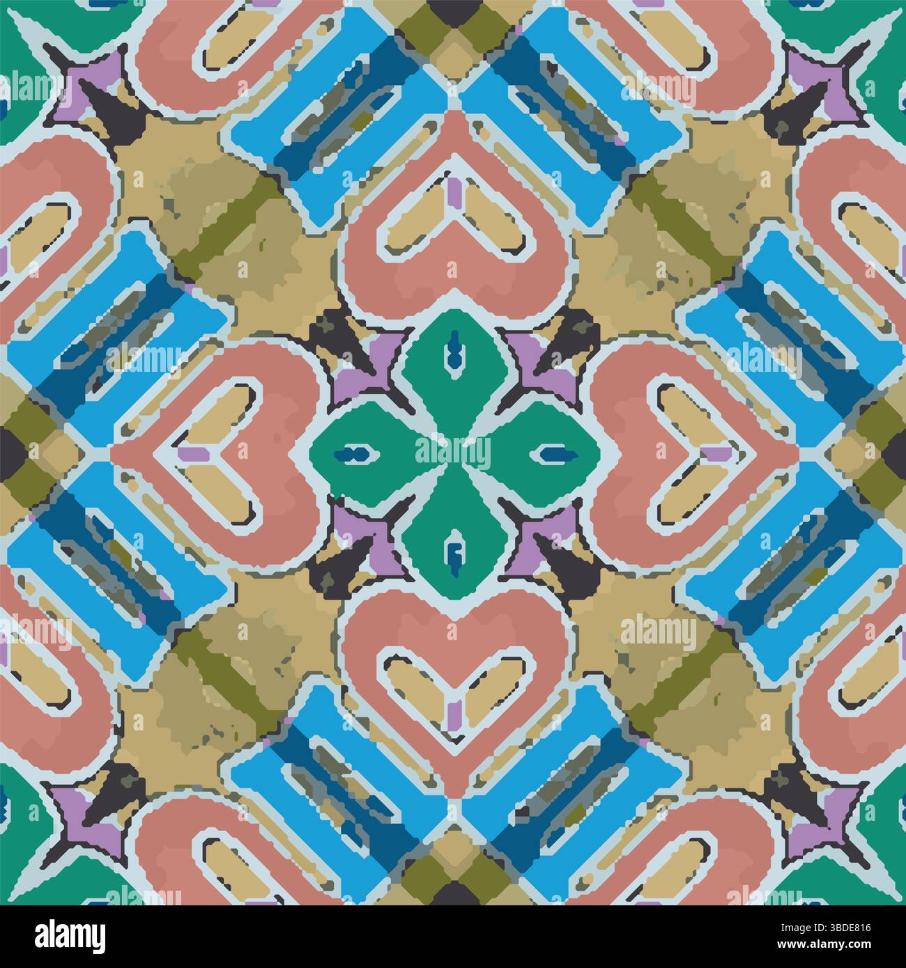 Schema vettoriale cuore rosa verde Illustrazione Vettoriale