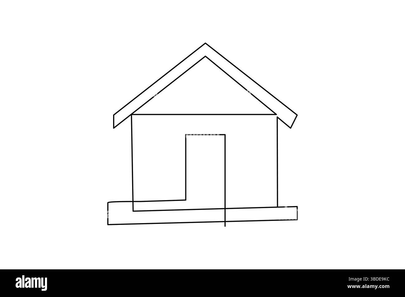 Il concetto di decorazione continua a linea singola per la celebrazione artistica della casa delinea l'illustrazione vettoriale Illustrazione Vettoriale