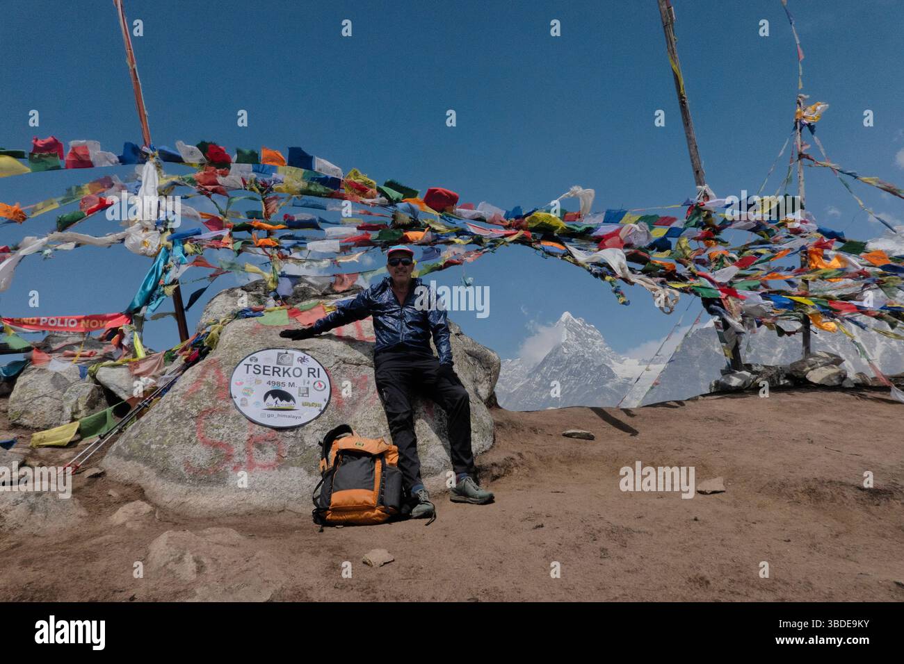 Vista dalla cima di Tsergo Ri, Parco Nazionale di Langtang, Kyanjin Gompa, Nepal Foto Stock