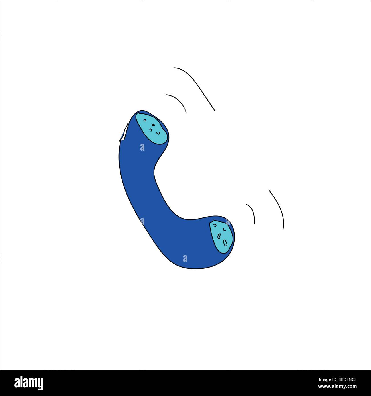 Icona del telefono blu disegnata a mano Illustrazione Vettoriale