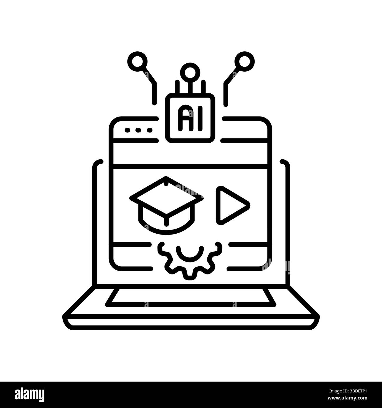 generazione di video didattici icona della linea nera per progetti digitali e di stampa. Icone di pulizia minime per applicazioni e siti Web. Icone semplici e moderne per UI UX Illustrazione Vettoriale