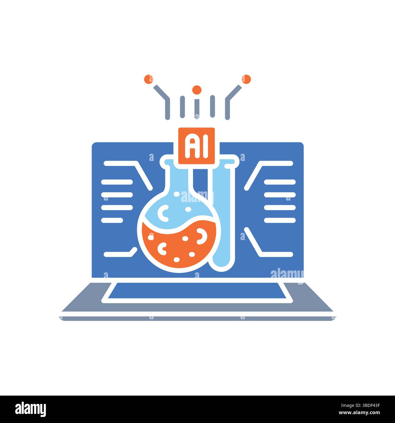 I laboratori virtuali STEM disciplinano l'icona piatta a colori per progetti digitali e di stampa. Icone di pulizia minime per applicazioni e siti Web. Icone semplici e moderne Illustrazione Vettoriale