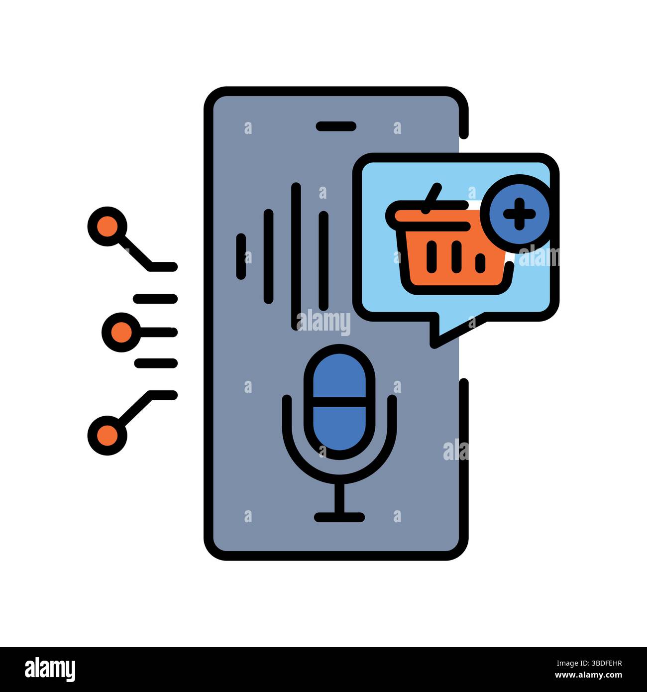Icona della linea di colore dell'assistente vocale per i progetti digitali e di stampa. Icone di pulizia minime per applicazioni e siti Web. Icone semplici e moderne per UI UX e. Illustrazione Vettoriale
