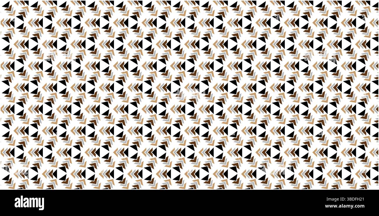 Pattern geometrico senza cuciture con forme a freccia di blocco, sfondo moderno con ripetizione astratta in marrone, nero e bianco. Illustrazione Vettoriale