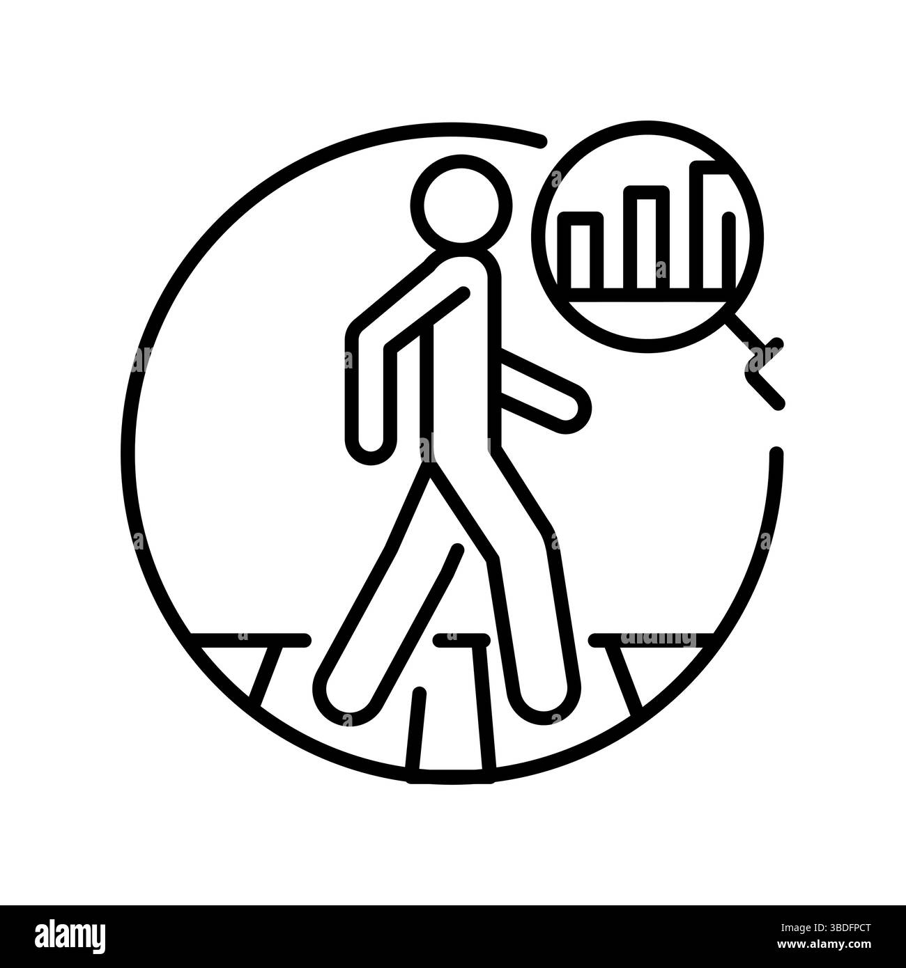 icona analisi della linea di traffico pedonale. Elemento isolato vettoriale. Traccia modificabile. Illustrazione Vettoriale