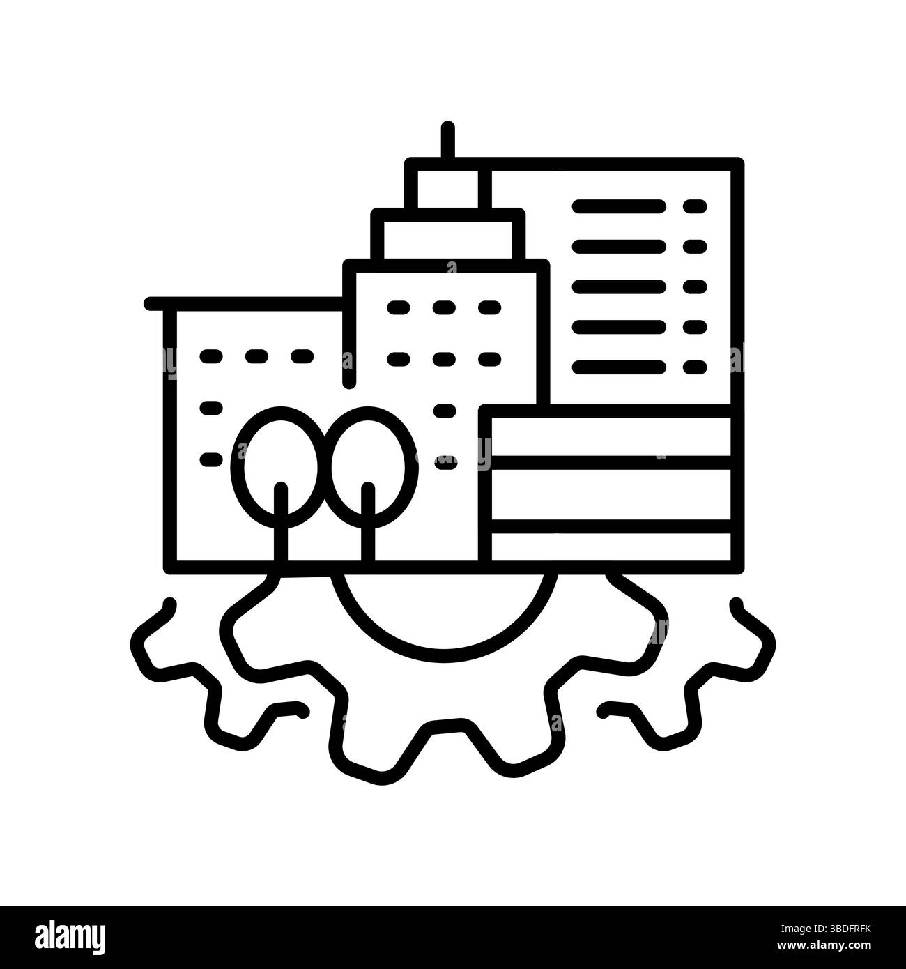 icona della linea di pianificazione dello spazio urbano di ottimizzazione. Elemento isolato vettoriale. Traccia modificabile. Illustrazione Vettoriale