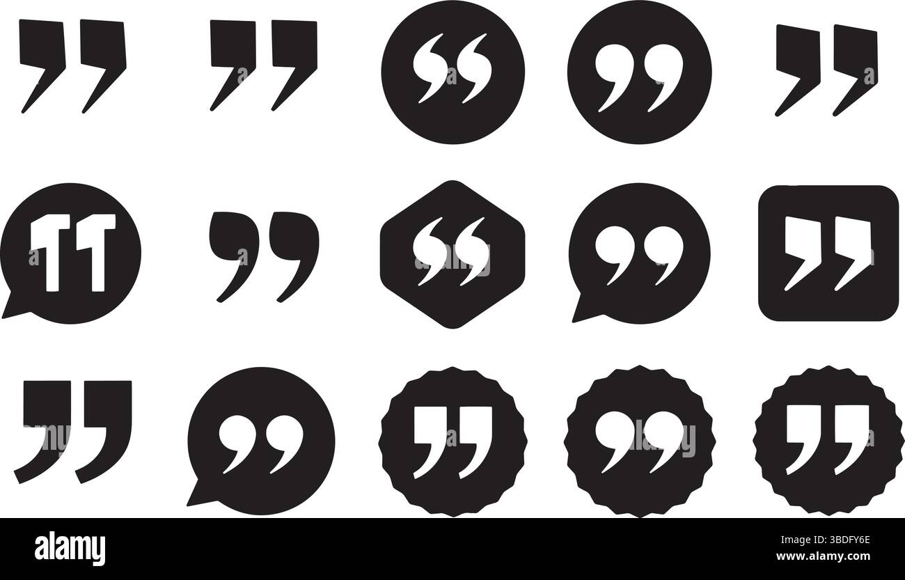 Speech and Thought Un Vector Set di icone di virgolette Collezione eleganti segni vettoriali per design moderni Illustrazione Vettoriale