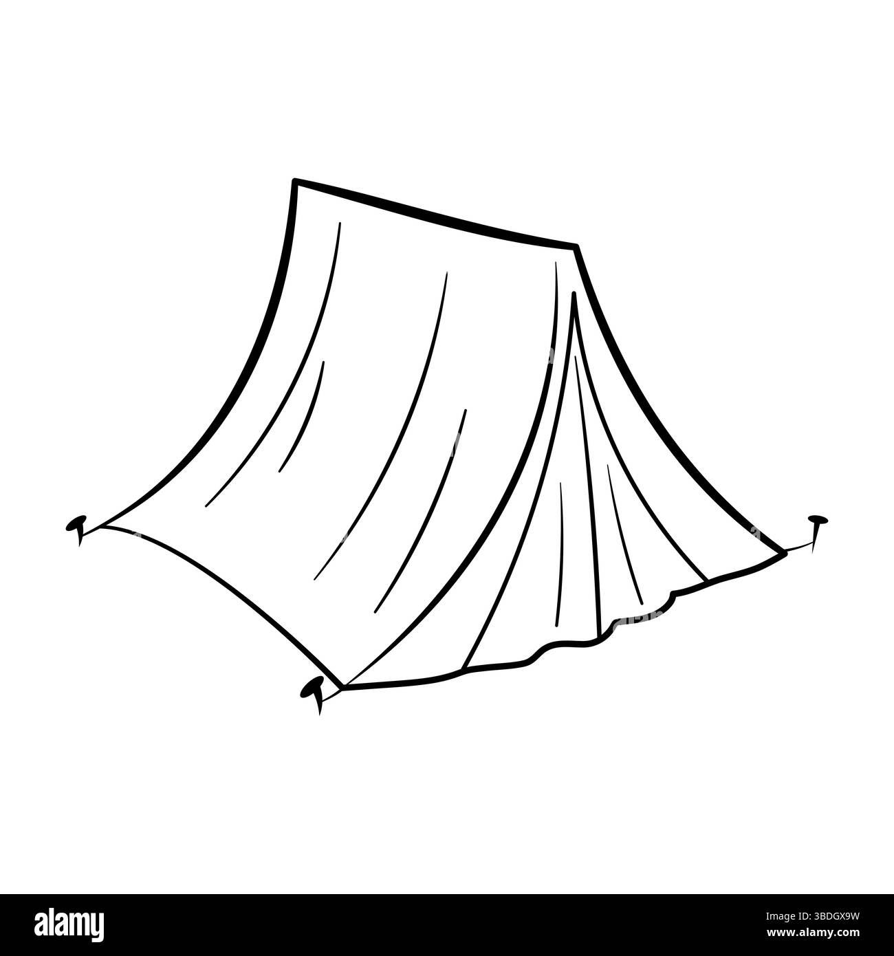 Illustrazione vettoriale contorno tenda da campeggio. Questa immagine mostra un'illustrazione vettoriale in bianco e nero di una classica tenda da campeggio. Illustrazione Vettoriale