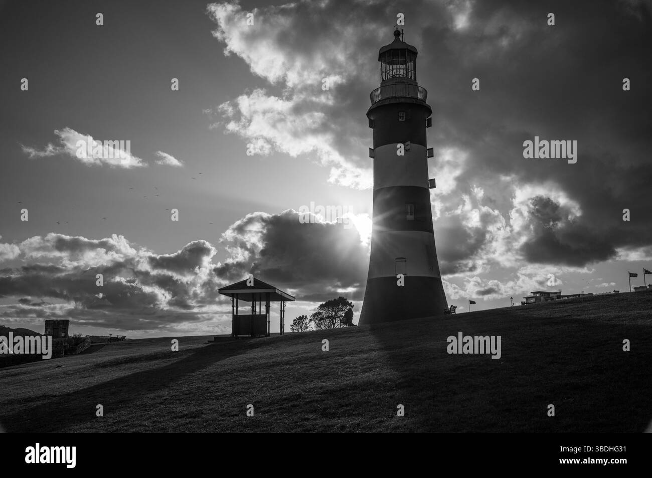 La Smeaton's Tower è un faro ridondante, Plymouth Hoe, Devon. Foto Stock