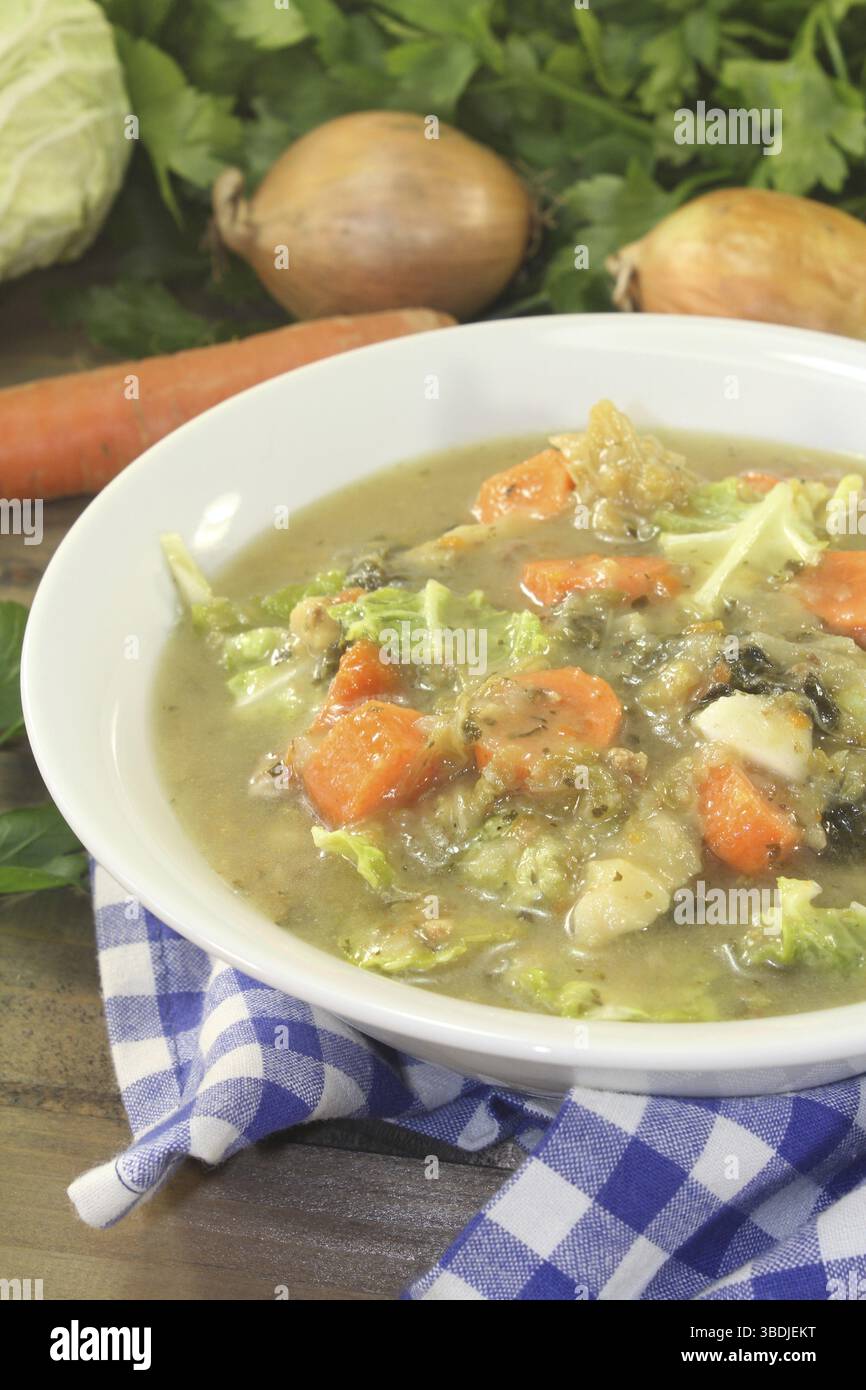 Stufato di cavolo savoy caldo fatto in casa con verdure Foto Stock