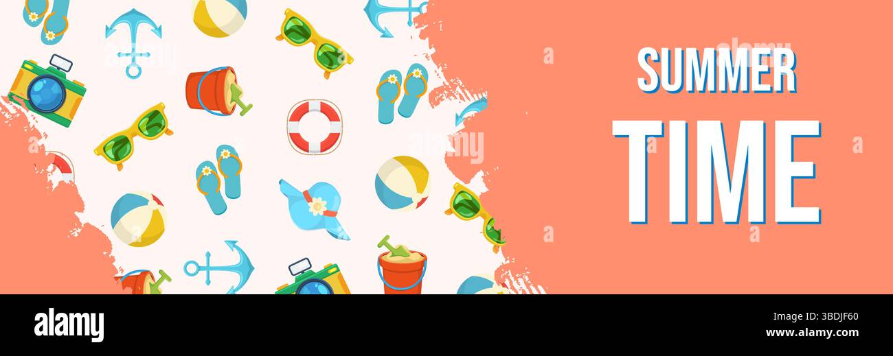 Godetevi i vivaci momenti di divertimento estivo pieni di colori brillanti e attività eccitanti Illustrazione Vettoriale