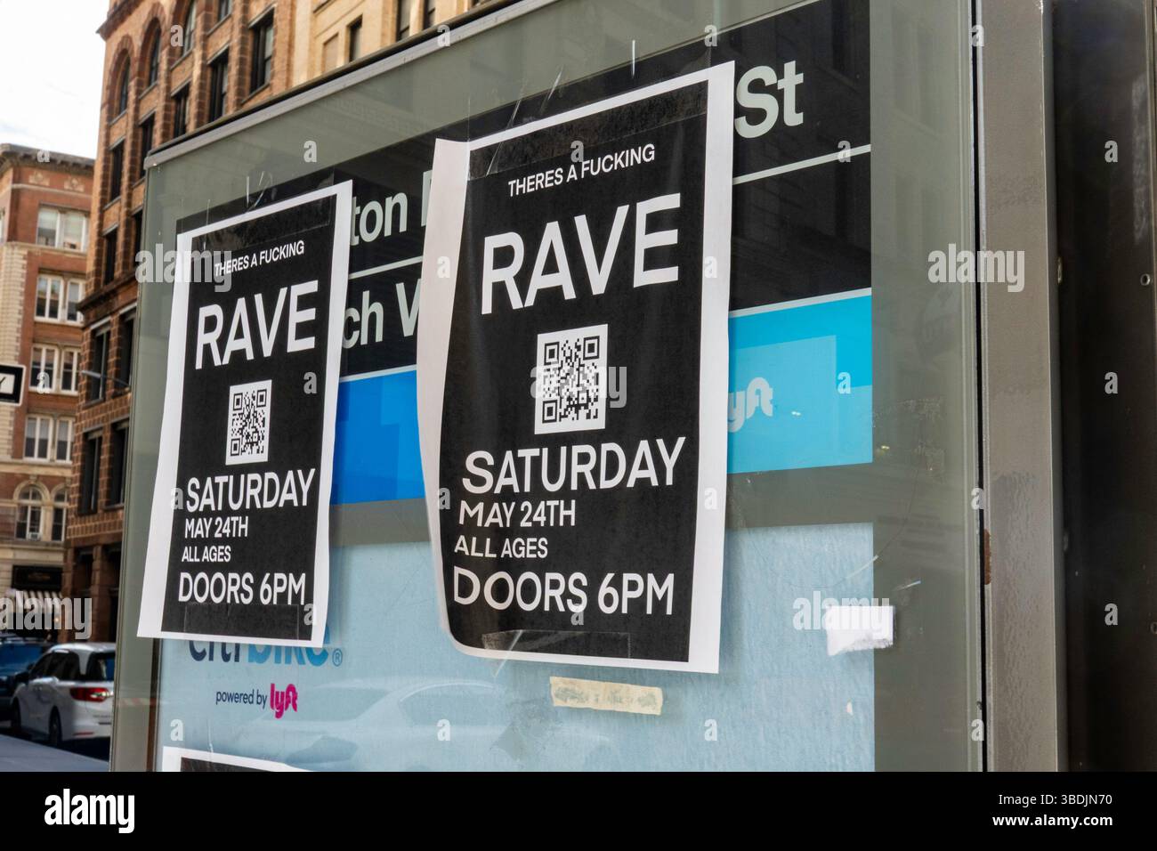 Poster per RAVE, NYU, Washington Square, NYC, 2025 Foto Stock