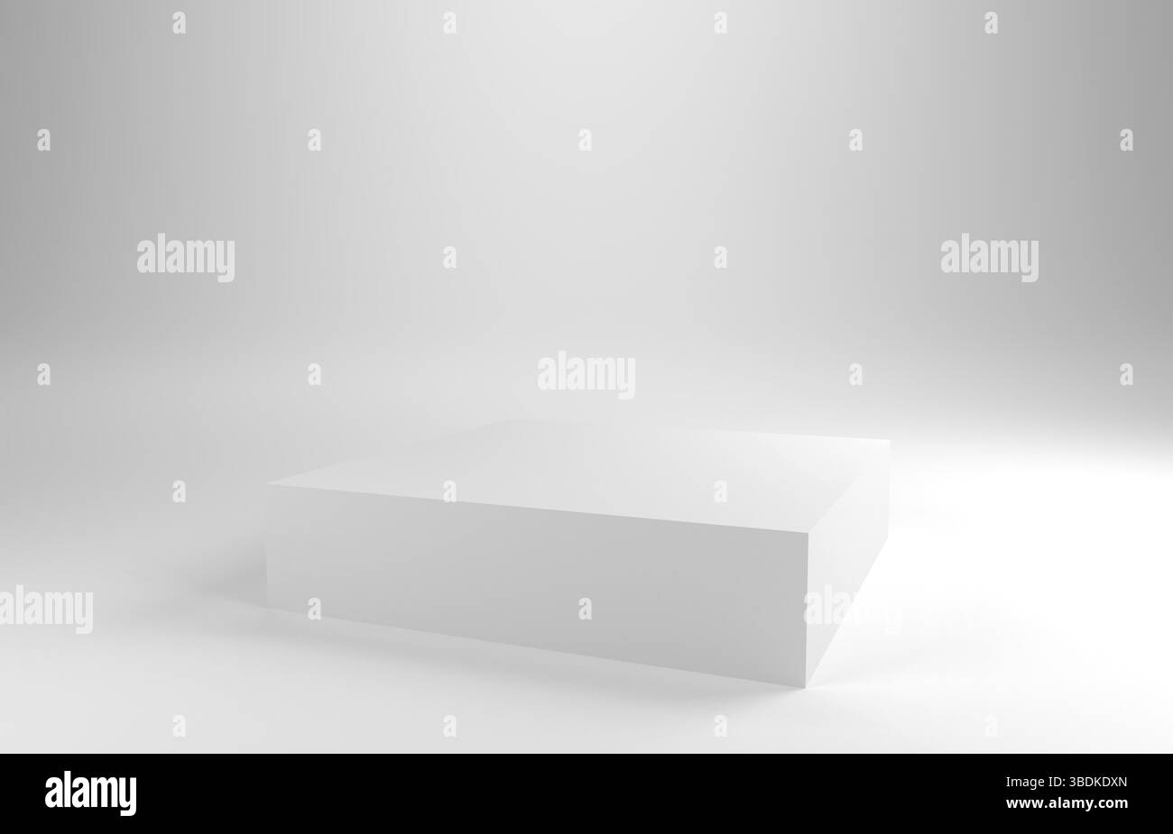 Sfondo bianco con piedistallo bianco, rendering 3d, sfondo presentazione Foto Stock
