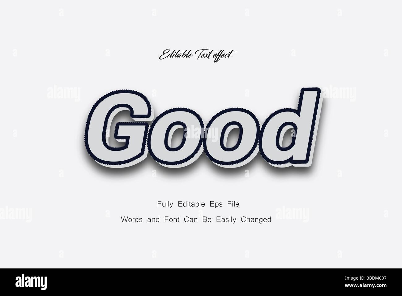 Effetto testo modificabile con Word "buono", stile font moderno 3D per poster, Social Media, Branding, progetti tipografici, modello vettoriale EPS Illustrazione Vettoriale
